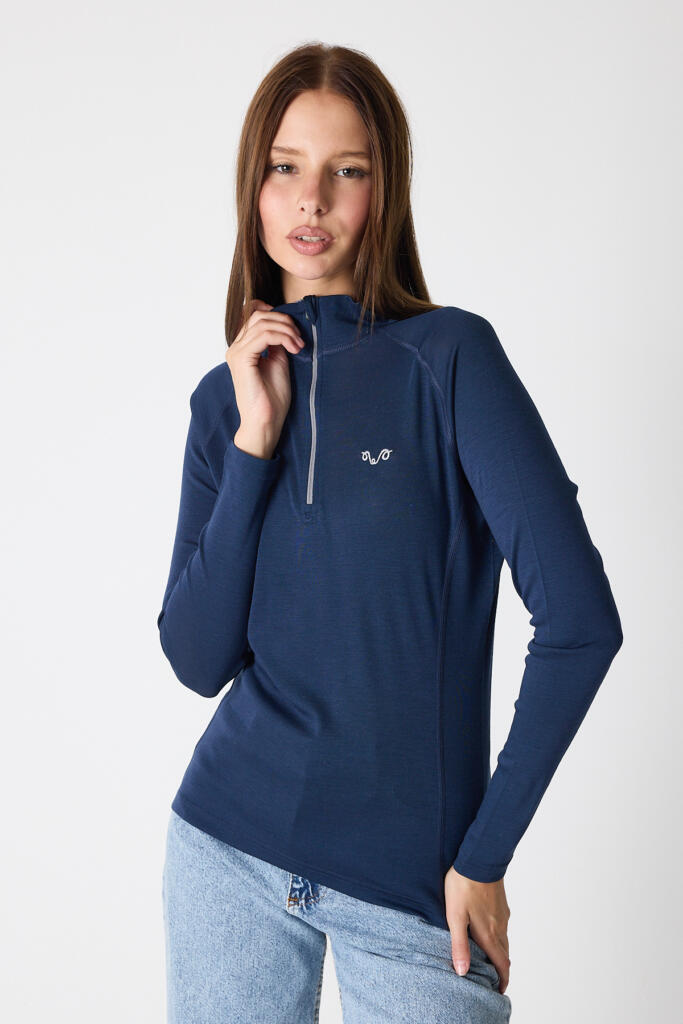 WOOLONA VEGA Ž. Majica dugi rukav 14 zip tamno plava (4) WOOLONA VEGA Ž. Majica dugi rukav 1/4 zip - Image 15