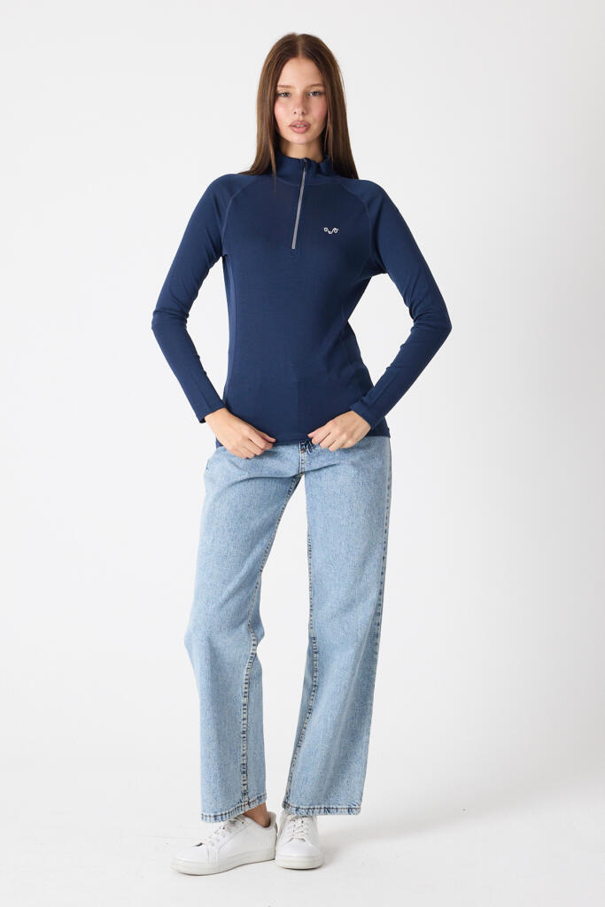 WOOLONA VEGA Ž. Majica dugi rukav 14 zip tamno plava (6) WOOLONA VEGA Ž. Majica dugi rukav 1/4 zip - Image 16