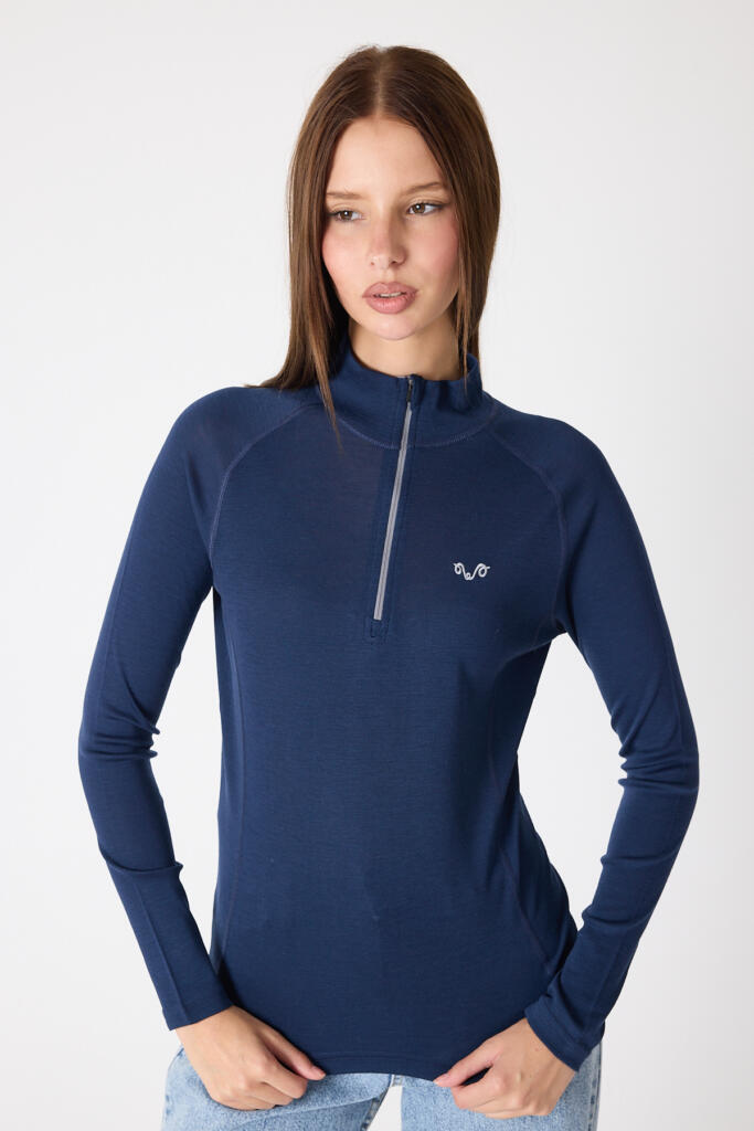 WOOLONA VEGA Ž. Majica dugi rukav 14 zip tamno plava (8) WOOLONA VEGA Ž. Majica dugi rukav 1/4 zip - Image 18