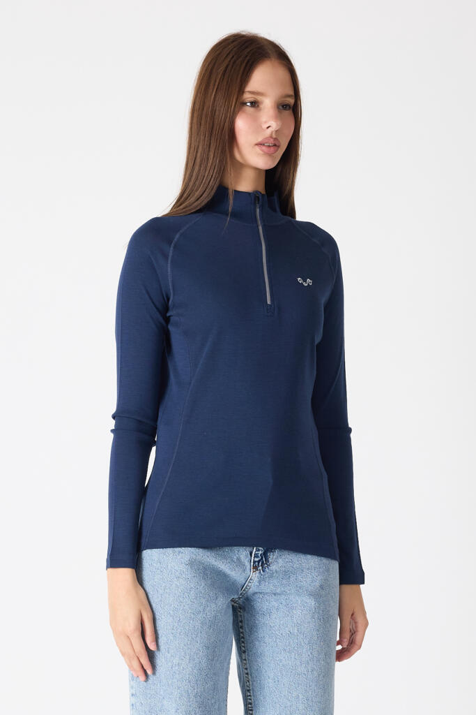 WOOLONA VEGA Ž. Majica dugi rukav 14 zip tamno plava (9) WOOLONA VEGA Ž. Majica dugi rukav 1/4 zip - Image 19